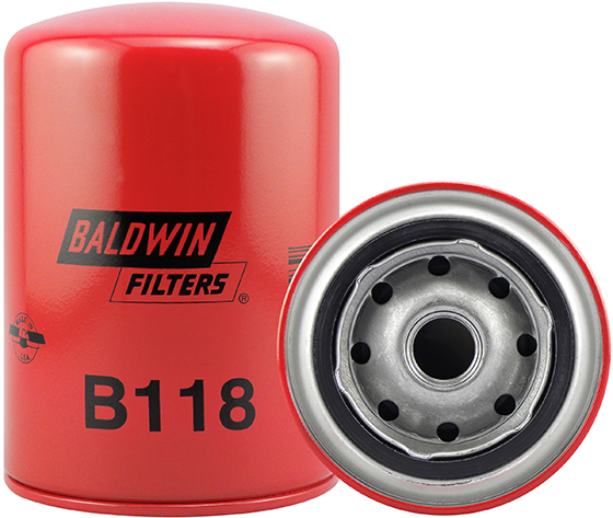 Baldwin B118 Engine Oil Filter For AIRMAN,ALLATT,ALLIS CHALMERS,BLADE-MOR,BOBCAT,CASE,COMFORT MASTER,DATSUN,FORD,HAHN,HALSEY,HYDRA-MAC,IHC,ISUZU,JLG INDUSTRIES INC.,JOHN BLUE,KOBELCO,KOHLER,KOMATSU,MASSEY FERGUSON,MINNEAPOLIS-MOLINE,MQ POWER CORP.,MULTIQUIP, INC.,NISSAN,SAME,SCHWARZE INDUSTRIES,TAKEUCHI,TENNANT,VERSATILE,WHITE