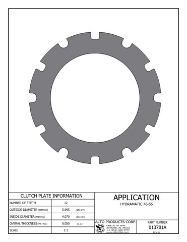 Alto Products Corp 013701A Steel Clutch For GM