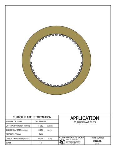 Alto Products Corp 018700 Friction Clutch For GM
