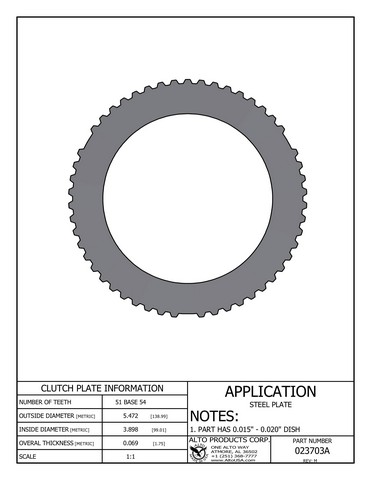 Alto Products Corp 023703A 