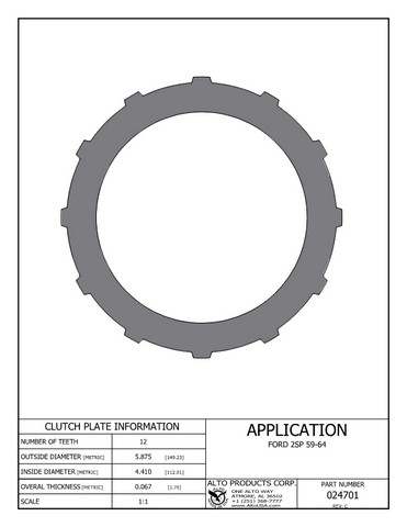 Alto Products Corp 024701 Steel Clutch For FORD