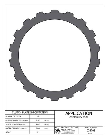 Alto Products Corp 026703 Steel Clutch For FORD