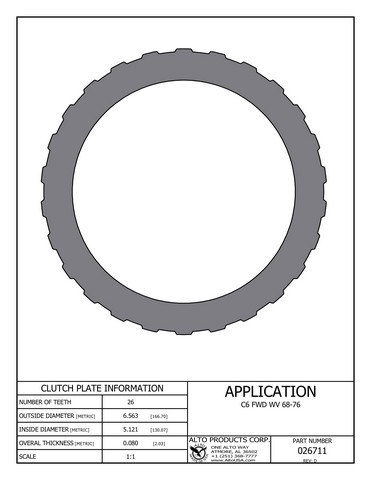Alto Products Corp 026711 Steel Clutch For FORD