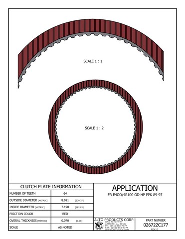 Alto Products Corp 026722C177 Friction Clutch For FORD