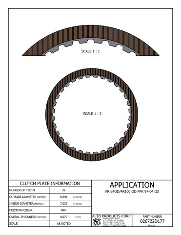 Alto Products Corp 026722D177 Friction Clutch For FORD