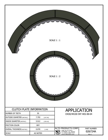 Alto Products Corp 026724A Friction Clutch For FORD