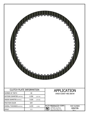 Alto Products Corp 026726 Friction Clutch For FORD
