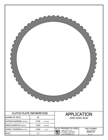 Alto Products Corp 026727 Steel Clutch For FORD