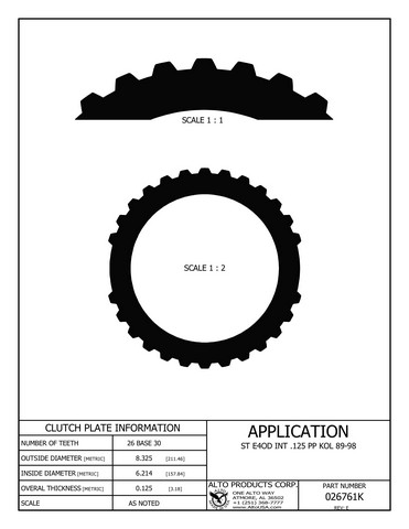 Alto Products Corp 026761K Steel Clutch For FORD
