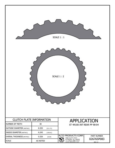 Alto Products Corp 026765P083 Steel Clutch For FORD