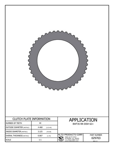 Alto Products Corp 029703 Steel Clutch For AW/BW