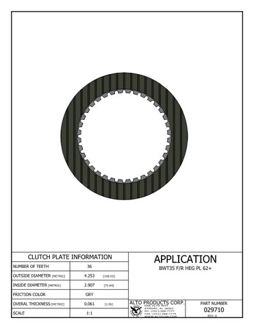 Alto Products Corp 029710 Friction Clutch For RENAULT
