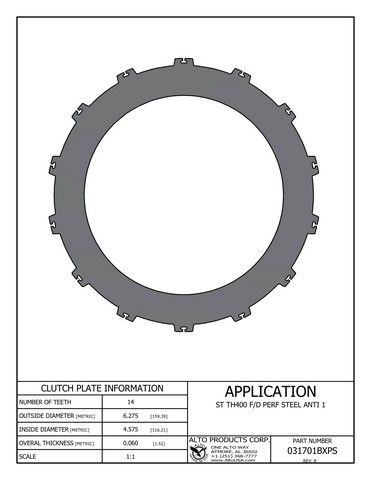 Alto Products Corp 031701BXPS Steel Clutch For GM