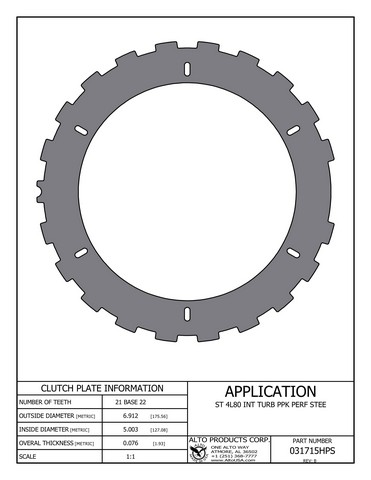 Alto Products Corp 031715HPS Steel Clutch For GM