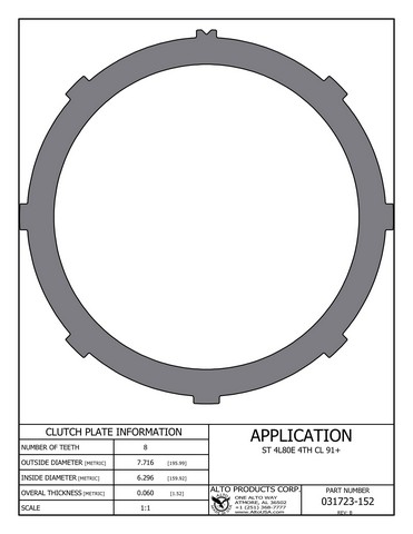Alto Products Corp 031723-152 Steel Clutch For GM
