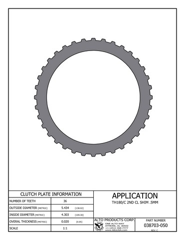 Alto Products Corp 038703-050 