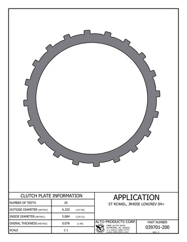 Alto Products Corp 039701-200 Steel Clutch For MAZDA, ISUZU