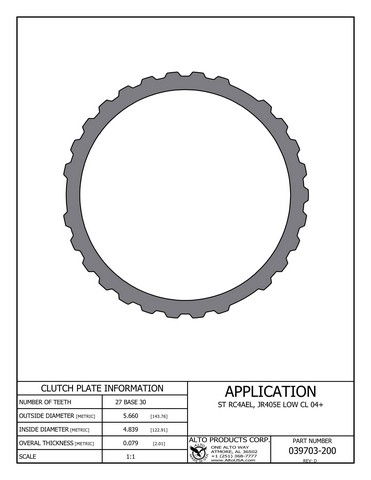 Alto Products Corp 039703-200 Steel Clutch For MAZDA, ISUZU