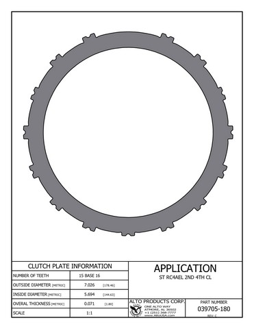 Alto Products Corp 039705-180 Steel Clutch For MAZDA, ISUZU