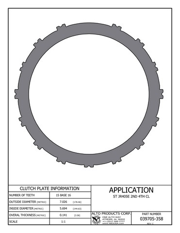 Alto Products Corp 039705-358 Steel Clutch For MAZDA, ISUZU