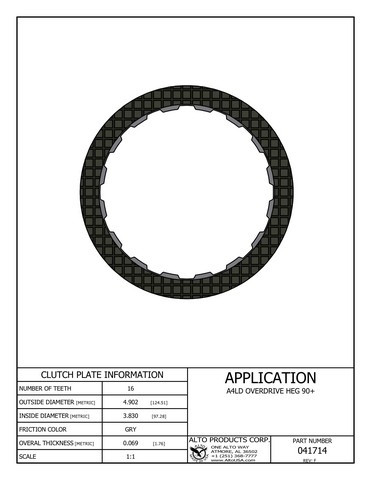 Alto Products Corp 041714 Friction Clutch For FORD