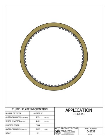 Alto Products Corp 042732 Friction Clutch For SUBARU