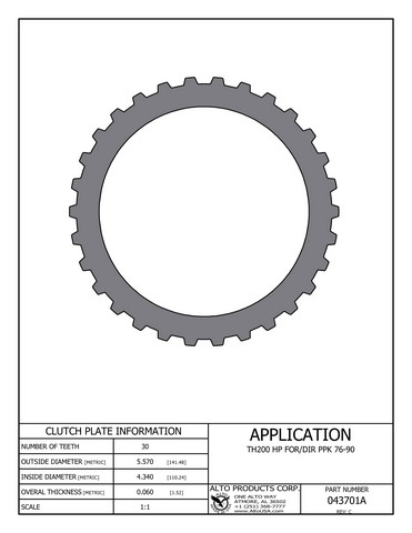 Alto Products Corp 043701A Steel Clutch For GM