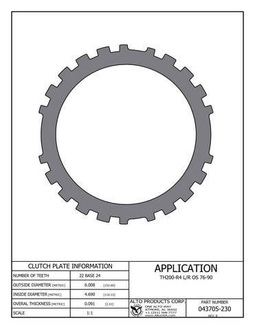 Alto Products Corp 043705-230 Steel Clutch For GM