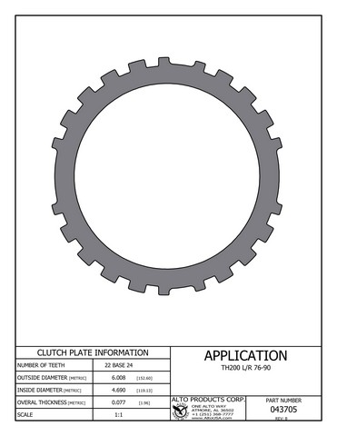 Alto Products Corp 043705 Steel Clutch For GM