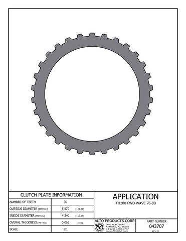 Alto Products Corp 043707 Steel Clutch For GM
