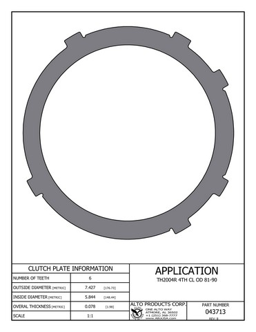 Alto Products Corp 043713 Steel Clutch For GM