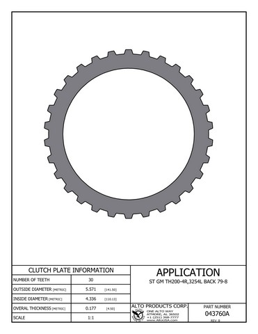 Alto Products Corp 043760A Steel Clutch For GM