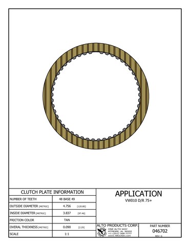 Alto Products Corp 046702 Friction Clutch For VOLKSWAGEN, AUDI