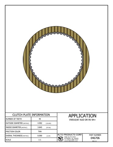 Alto Products Corp 046706 Friction Clutch For VOLKSWAGEN, AUDI