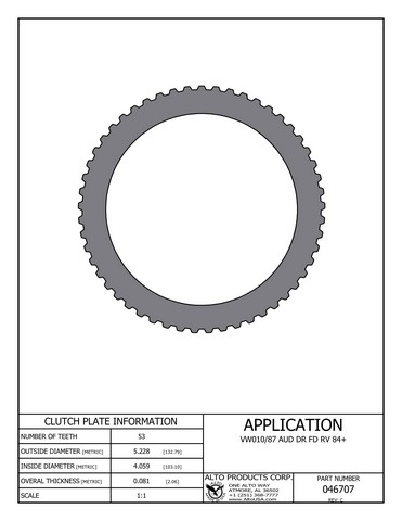Alto Products Corp 046707 Steel Clutch For VOLKSWAGEN, AUDI