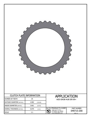 Alto Products Corp 049715-200 Steel Clutch For FORD