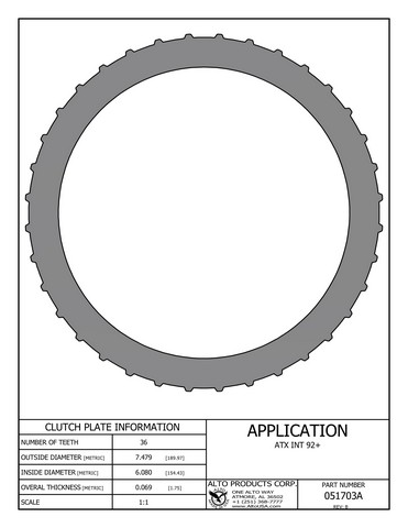 Alto Products Corp 051703A Steel Clutch For FORD