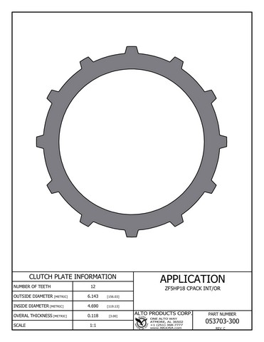 Alto Products Corp 053703-300 Steel Clutch For ZF