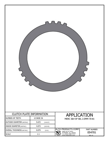 Alto Products Corp 054701 Steel Clutch For MERCEDES