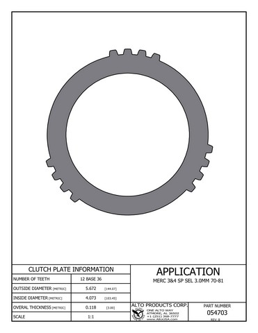 Alto Products Corp 054703 Steel Clutch For MERCEDES