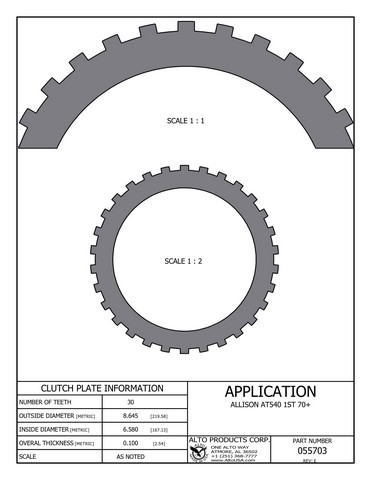 Alto Products Corp 055703 Steel Clutch For ALLISON