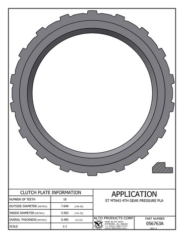 Alto Products Corp 056763A Steel Clutch For ALLISON