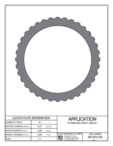 Alto Products Corp 057703-230 Steel Clutch For GM