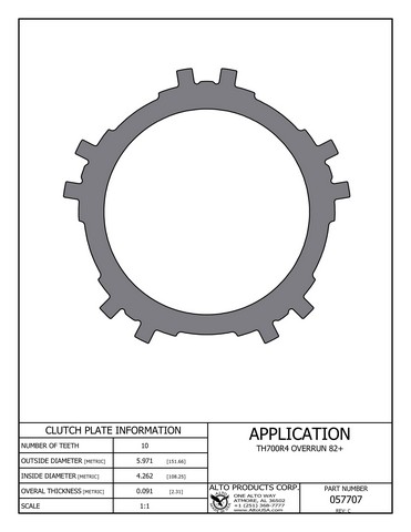 Alto Products Corp 057707 Steel Clutch For GM