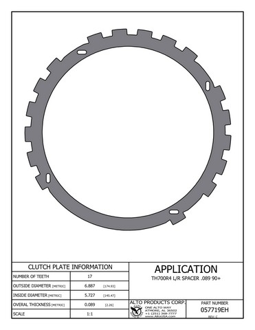 Alto Products Corp 057719EH Steel Clutch For GM
