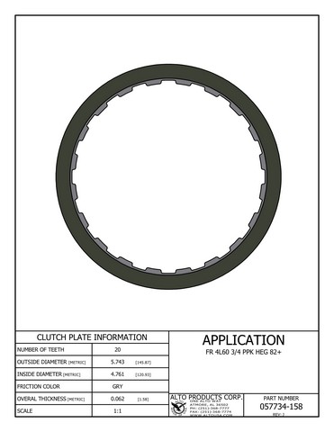 Alto Products Corp 057734-158 Friction Clutch For GM