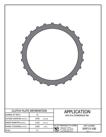 Alto Products Corp 059713-100 Steel Clutch For MITSUBISHI, HYUNDAI, CHRYSLER