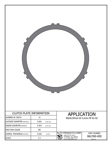 Alto Products Corp 061760-420 