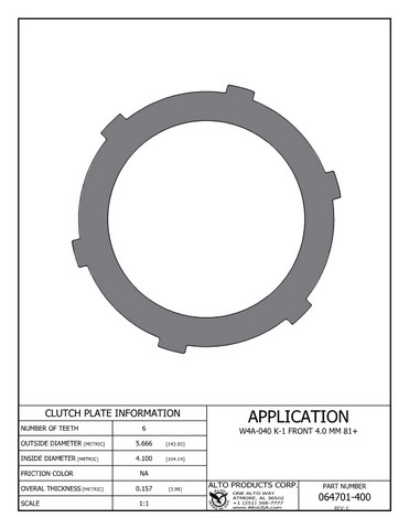 Alto Products Corp 064701-400 Steel Clutch For MERCEDES