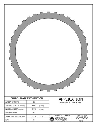Alto Products Corp 064703-330 Steel Clutch For MERCEDES